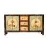 JM804 Aparador de diseño oriental 165 madera antigua puertas dibujos florales - Imagen 4
