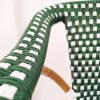 Sillón silla reposabrazos diseño vintage trenzado verde y blanco aluminio color madera 5