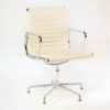 77119 Silla de despacho de diseño en metal y piel color blanco roto - Imagen 2