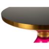908027 Mesa auxiliar redonda de diseño Art Decó 50 acero inoxidable y cristal rosa