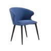 MIKA Silla de diseño moderno madera de fresno y tapizado azul ribete naranja - Imagen 3