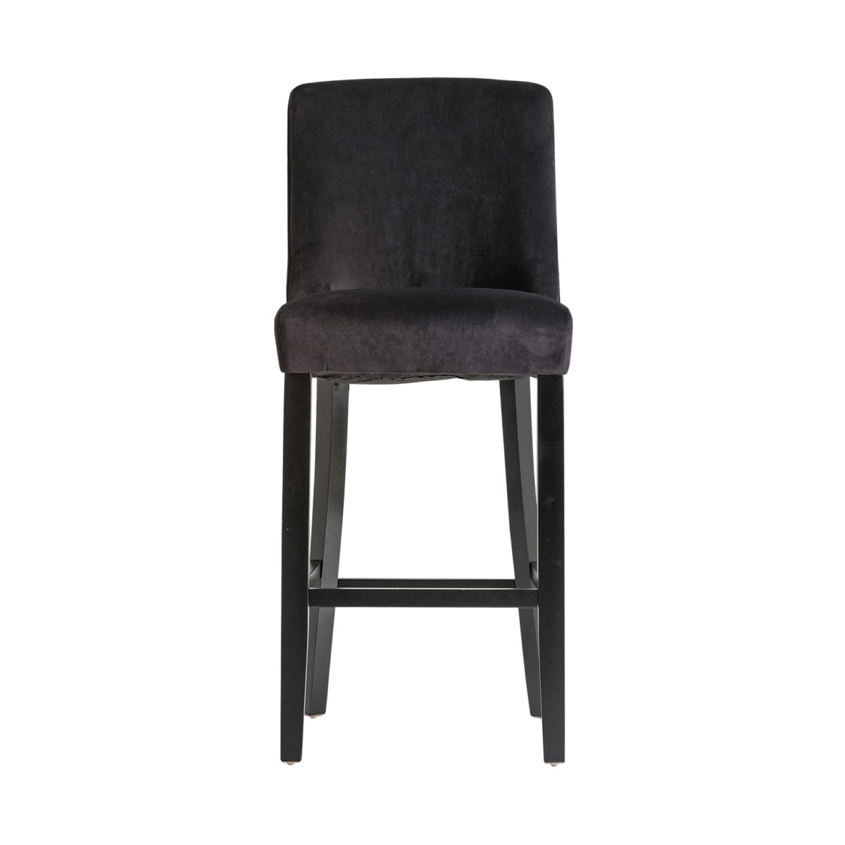 25288 Taburete de diseño vintage ASPACH madera negro y tapizado terciopelo - Imagen 2