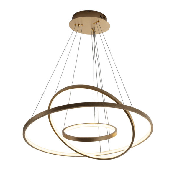 62732/00 Lámpara de techo diseño moderno 70-150 aros hierro dorado y luz led