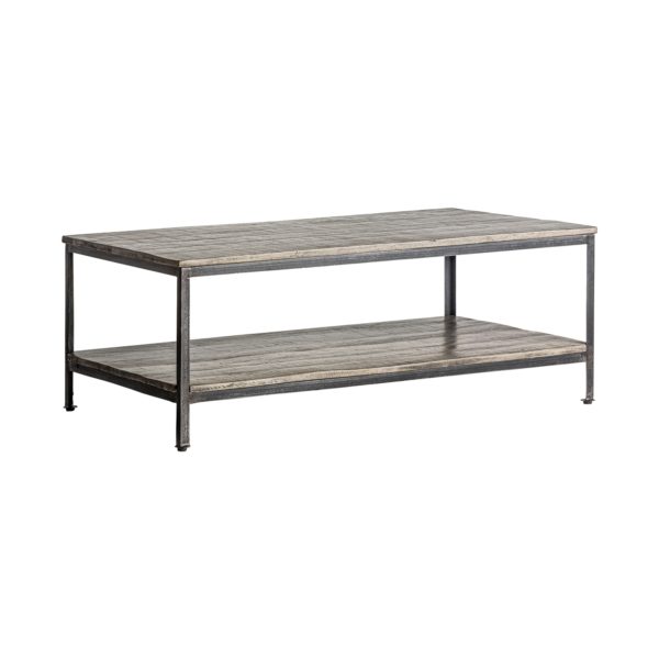 28930 Mesa de centro de diseño rústico industrial ANTRIM 120 madera y hierro
