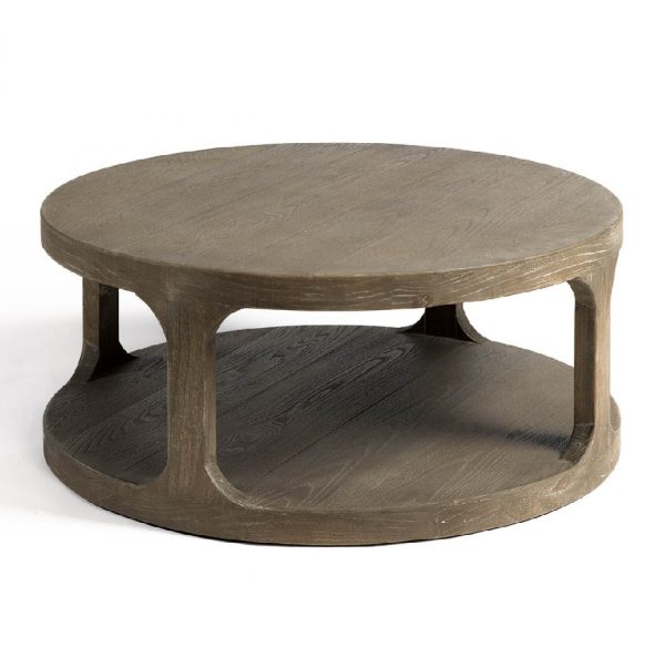 Mesa de centro redonda diseño rústico 90 madera de olmo acabado natural (1)