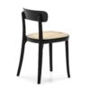 25730/00 Silla de diseño vintage madera negro y asiento ratán natural - Imagen 3