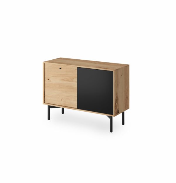 Aparador FLOW de diseño nórdico 102 madera acabado roble y negro