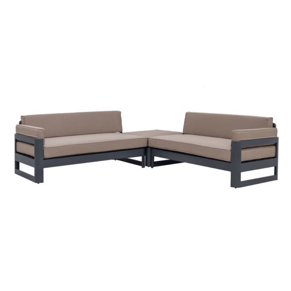732234 Conjunto modular para exterior AISHA aluminio color grafito cojines desenfundables