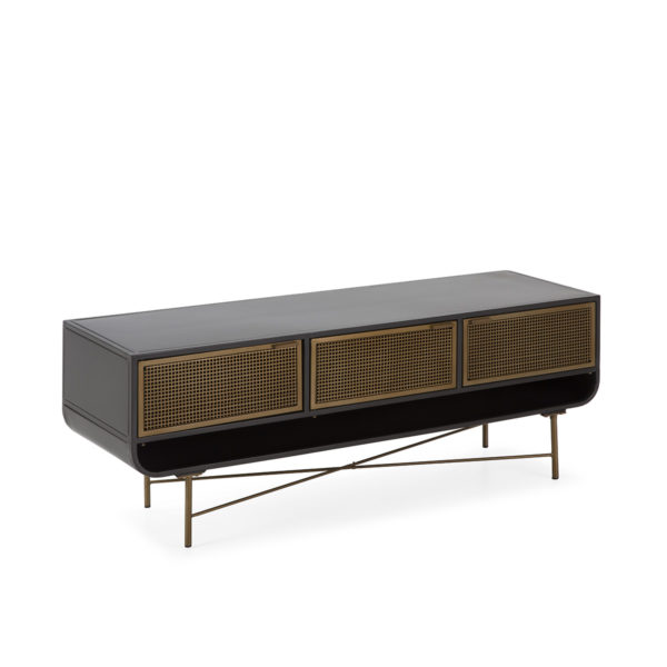 66606/00 Mueble de televisión diseño vintage Art Decó 138 metal negro con dorado