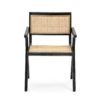 40495/00 Silla con reposabrazos diseño vintage madera negro y ratán rejilla color natural - Imagen 3