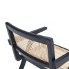 Silla con reposabrazos diseño vintage madera negro asiento rejilla ratán natural 4
