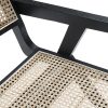 Silla con reposabrazos diseño vintage madera negro asiento rejilla ratán natural 5