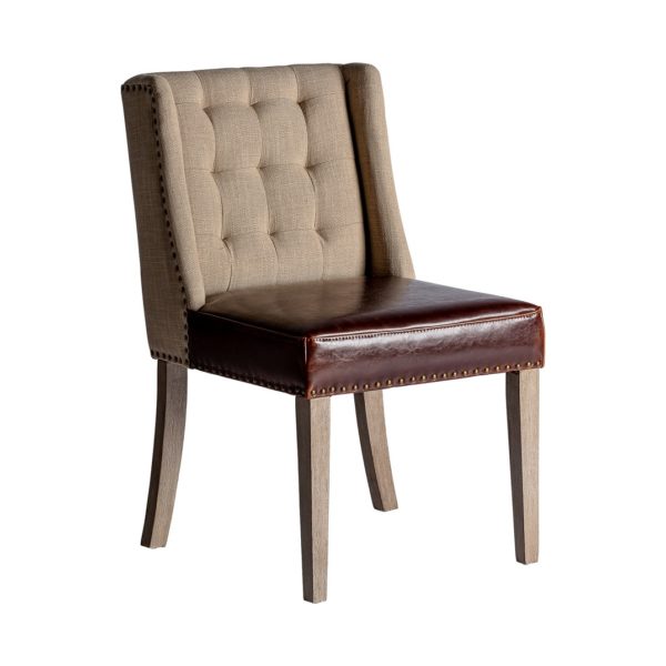 28108 Silla de diseño clásico TUNJA tapizado capitoné con anilla en respaldo