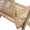 Sillón o silla con reposabrazos diseño vintage madera roble y ratán color natural 4