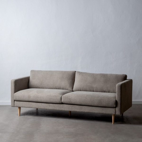 601911 Sofá de diseñó nórdico 210 tapizado color gris y patas de madera