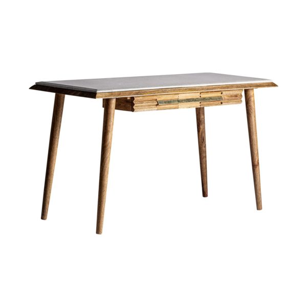 29012 Escritorio de diseño contemporáneo PLISSÉ 135 madera de mango natural y mármol