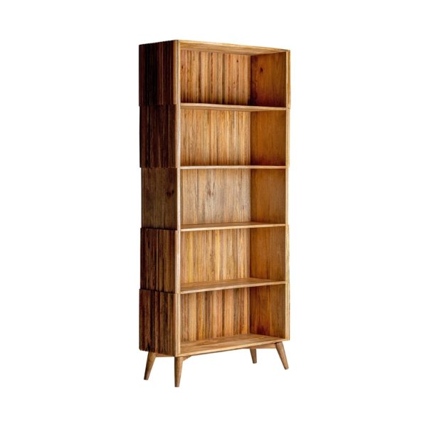 28598 Estantería de diseño contemporáneo PLISSÉ 230 madera de mango natural y mármol
