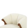 Sillón diseño vintage madera de roble y terciopelo blanco 7