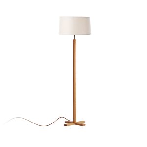 Lámpara de pie diseño nórdico 164 madera de fresno y pantalla tela color crudo
