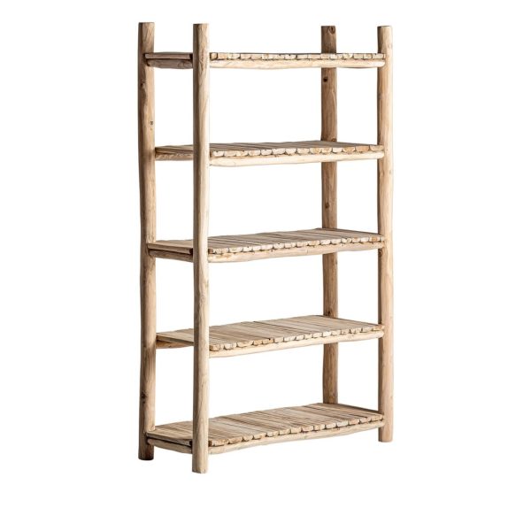 28937 Estantería de diseño étnico ATIBO 160 madera de teka natural