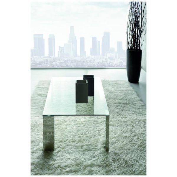 Mesa de centro CAPRI de diseño moderno 120 cristal y acero