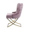 914026 Silla de diseño vintage BRUNY capitoné terciopelo rosa y patas de hierro dorado - Imagen 5