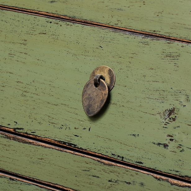 NT482 Cómoda 8 cajones de diseño oriental 80 madera verde acabado desgastado - Imagen 2