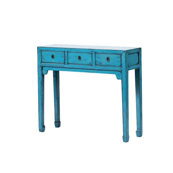 A236 Consola diseño oriental 100 madera azul claro acabado desgastado