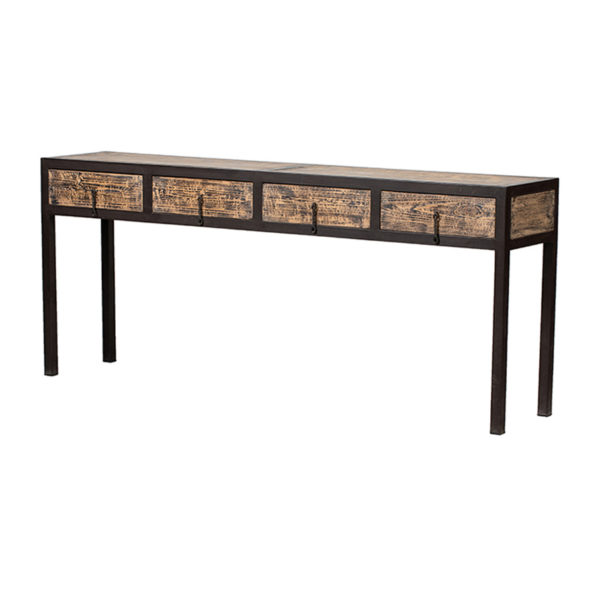 A241 Consola gran tamaño diseño oriental 200 madera acabado natural con desgastes