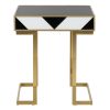 Mesa auxiliar de diseño Art Decó acero inoxidable y espejo blanco negro y dorado 2