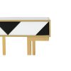 Mesa auxiliar de diseño Art Decó acero inoxidable y espejo blanco negro y dorado 3
