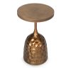 Mesa auxiliar redonda diseño Art Decó hierro dorado y madera de roble 2