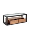 76445/16 Mueble de televisión de diseño moderno 120 madera negro y natural y cristal - Imagen 3