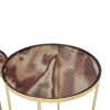 Set dos mesas auxiliares redondas diseño vintage hierro dorado y cristal 4