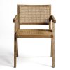 ARTHUR-A Silla diseño nórdico vintage madera roble con asiento y respaldo rejilla