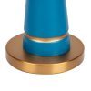 Lámpara de sobremesa de diseño art decó poliresina azul y metal dorado pantalla azul 6