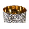 Lámpara de sobremesa diseño art decó cristal negro facetado y metal dorado con pantalla leopardo 2