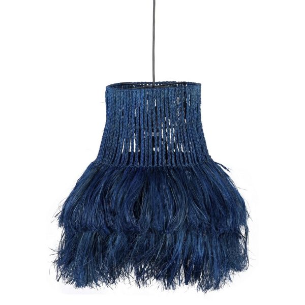 Lámpara de techo de diseño étnico vintage fibras naturales color azul