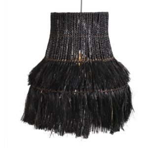 Lámpara de techo diseño étnico vintage fibras naturales color negro