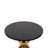 Mesa de comedor redonda de diseño Art decó hierro negro y esferas doradas 2