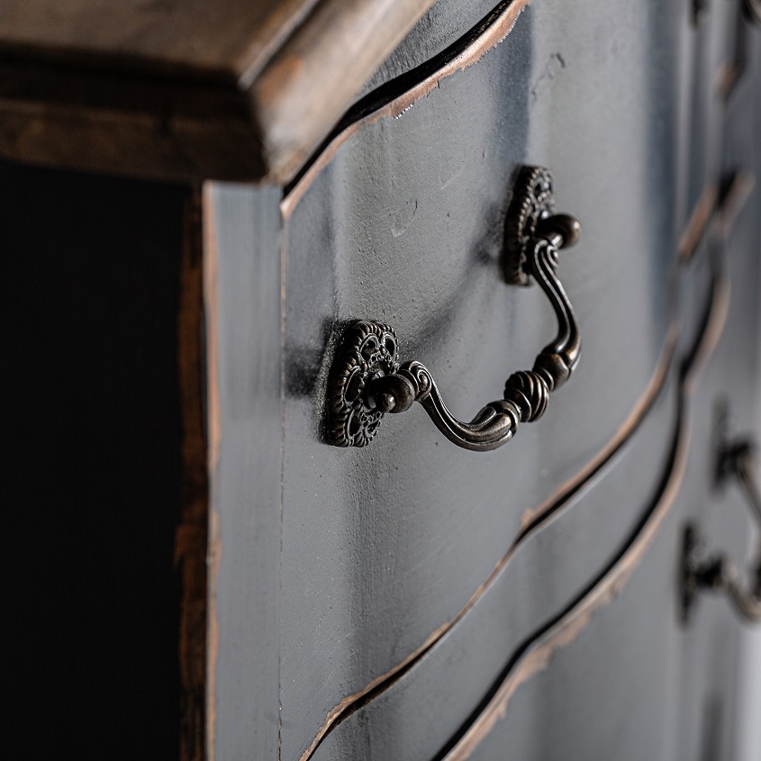 29466 Mesita de noche de estilo vintage ZENICA madera natural y negro envejecido - Imagen 5