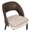 902027 Silla de diseño vintage HOUSTON polipiel marrón y tela beige con patas de hierro negro y dorado - Imagen 2