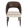 902027 Silla de diseño vintage HOUSTON polipiel marrón y tela beige con patas de hierro negro y dorado - Imagen 4