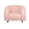 930020 Sillón de diseño Art Decó HANKO tapizado boucle color rosa y acero inoxidable negro - Imagen 4