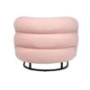 930020 Sillón de diseño Art Decó HANKO tapizado boucle color rosa y acero inoxidable negro - Imagen 5