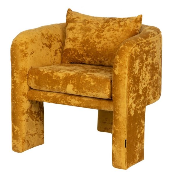 930017 Sillón de diseño Art Decó VELVET TURKU tapizado terciopelo color mostaza