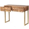 288021 Consola diseño rústico vintage 100 madera de mango y metal dorado - Imagen 4