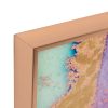Cuadro cristal rectangular diseño abstracto con marco rosa morado azul y dorado 3