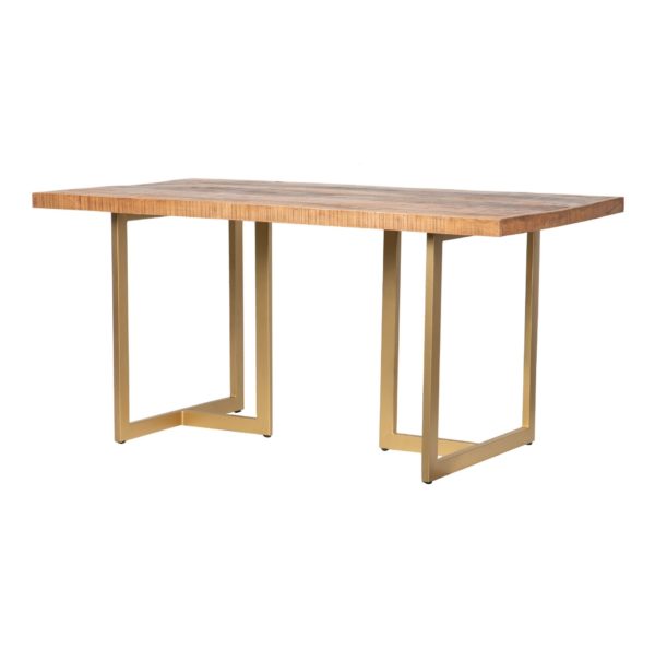 288026 Mesa comedor diseño rústico vintage 160 madera de mango y metal dorado
