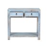 A310 Consola diseño rústico oriental 90 madera azul claro con desgastes - Imagen 2